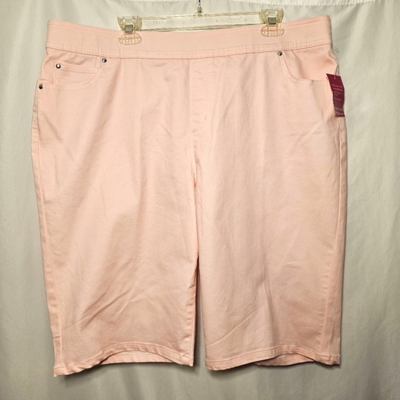 Kim Rogers Womens Pink Cotton Stretch Pull-on Bermuda Shorts 20W - Picture 1 of 7